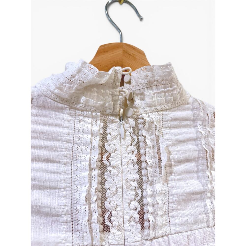CINQ À SEPT Antonia Turtleneck Lace Ruffle Blouse Ivory Long Sleeve Small EUC - Picture 4 of 6